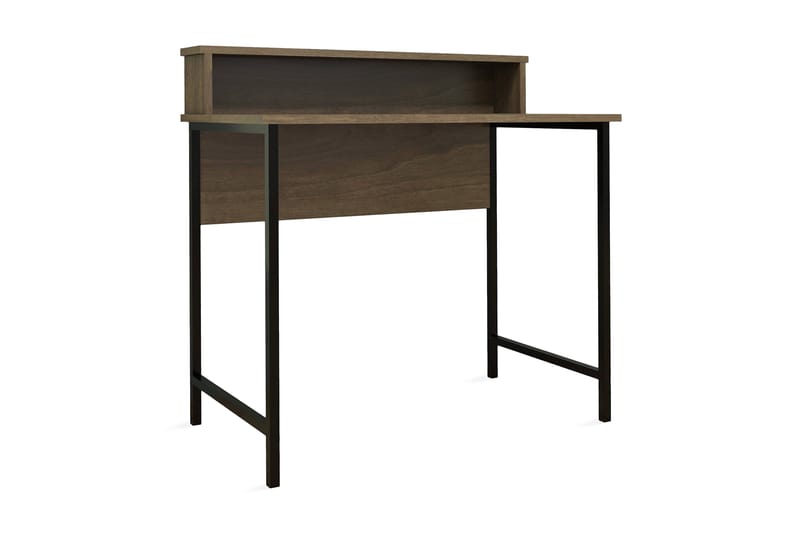 Puqa Design Skrivebord 90 cm med Oppbevaringshylle - Valnøttsbrun/Svart - Møbler - Bord - Kontorbord - Skrivebord