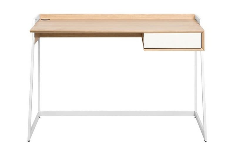 Quickborn Skrivebord 120 cm med Oppbevaringsskuff - Hvit/Lysebrun - Møbler - Bord - Kontorbord - Skrivebord