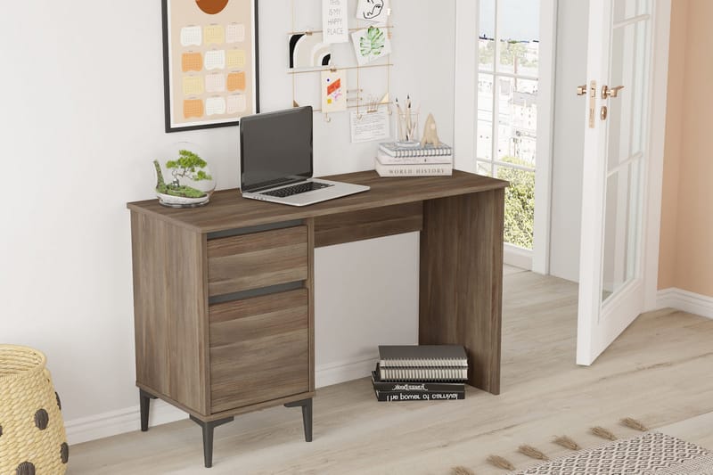 Ressaca Skrivebord 120x75x120 cm med oppbevaring - Brun - Møbler - Bord - Kontorbord - Skrivebord