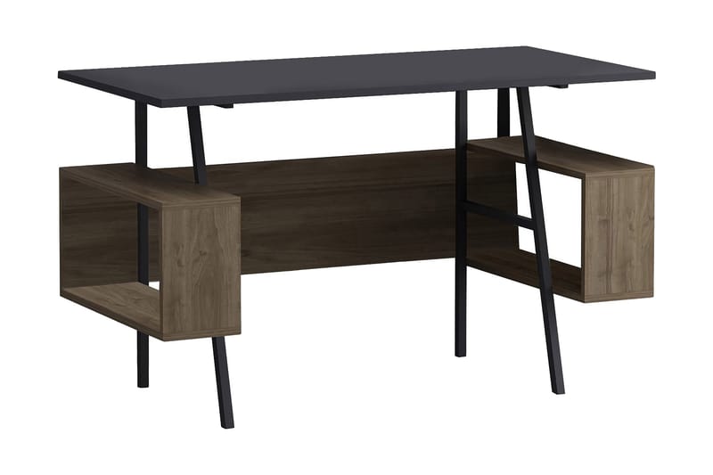 Rhederborg Skrivebord 120x73,8x120 cm med oppbevaring - Antrasitt/Brun - Møbler - Bord - Kontorbord - Skrivebord
