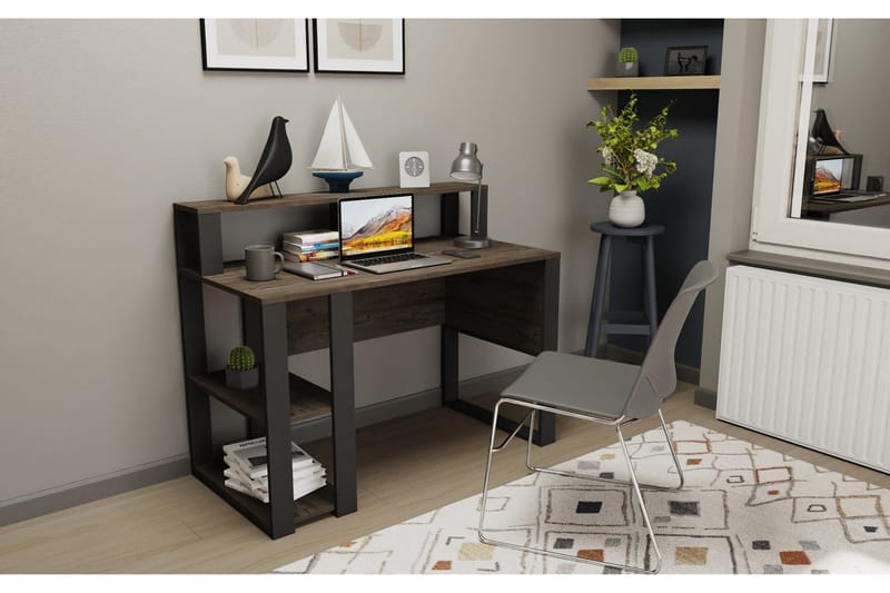 Ruelle Skrivebord 59,6x95,2x120 cm med oppbevaring - Mørkebrun - Møbler - Bord - Kontorbord - Skrivebord