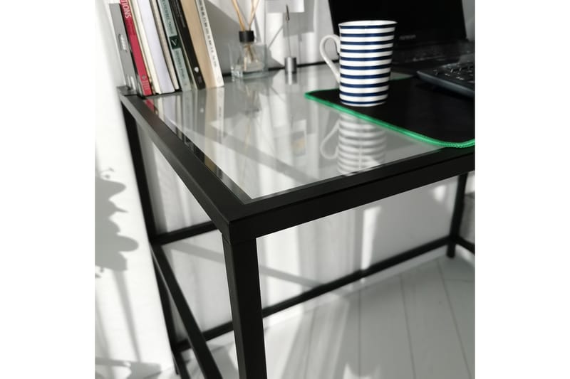 Sabani Skrivebord 130 cm med Oppbevaring 2 Hyller - Glass/Svart - Møbler - Bord - Kontorbord - Skrivebord