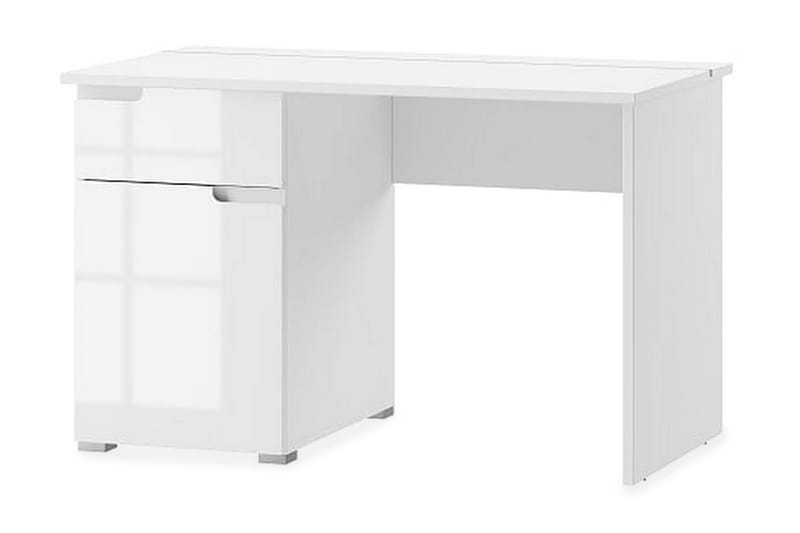 Selini Skrivebord 120 cm med Oppbevaringsskuff + Skap - Hvit/Hvit Høyglans - Møbler - Bord - Kontorbord - Skrivebord
