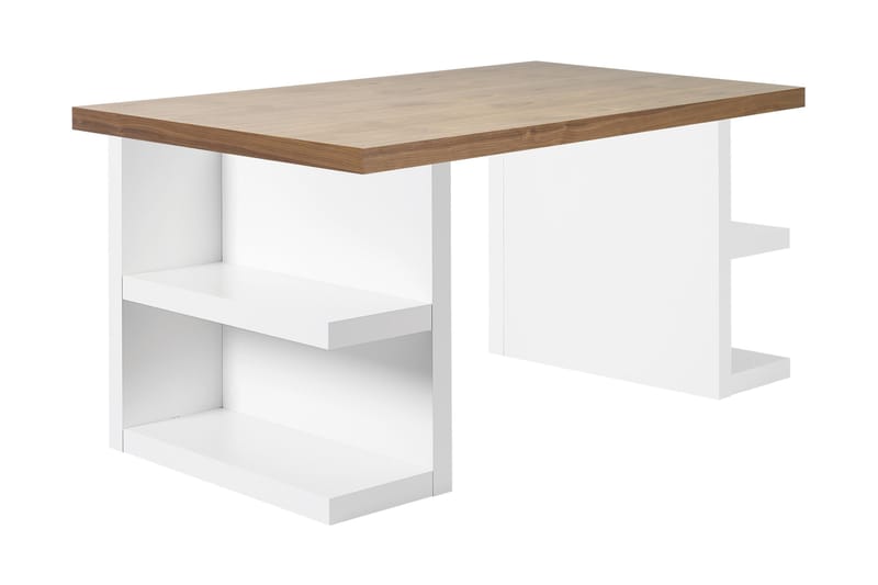 Sharilyn Skrivebord 180 cm med Oppbevaringshyller - Hvit/Valnøttsfiner - Møbler - Bord - Kontorbord - Skrivebord