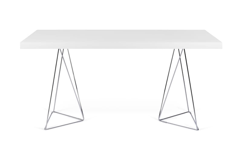 Sharilyn Skrivebord 180 cm Triangelformade Ben - Hvit/Krom - Møbler - Bord - Kontorbord - Skrivebord