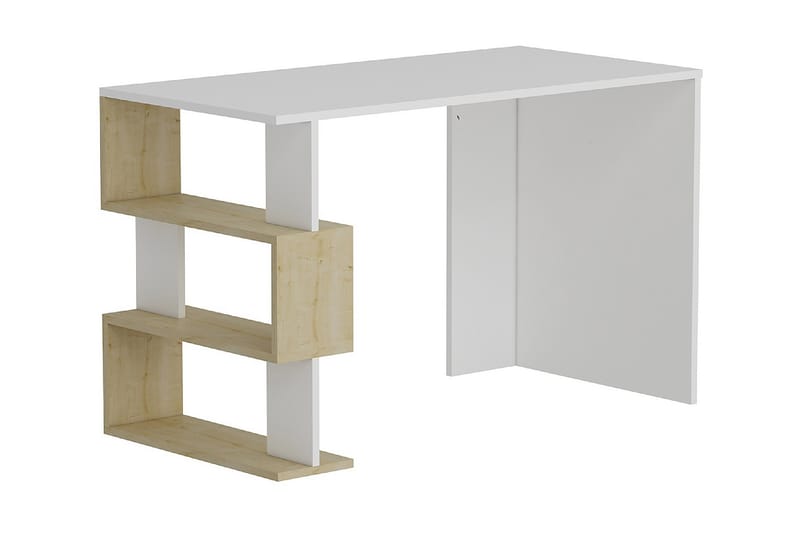 Skrivebord 120 cm med Oppbevaringshyller Hvit/Eik - Homemania - Møbler - Bord - Kontorbord - Skrivebord