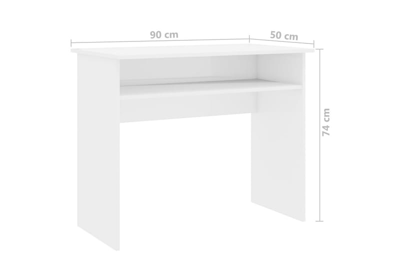 Skrivebord høyglans hvit 90x50x74 cm sponplate - Hvit - Møbler - Bord - Kontorbord - Skrivebord