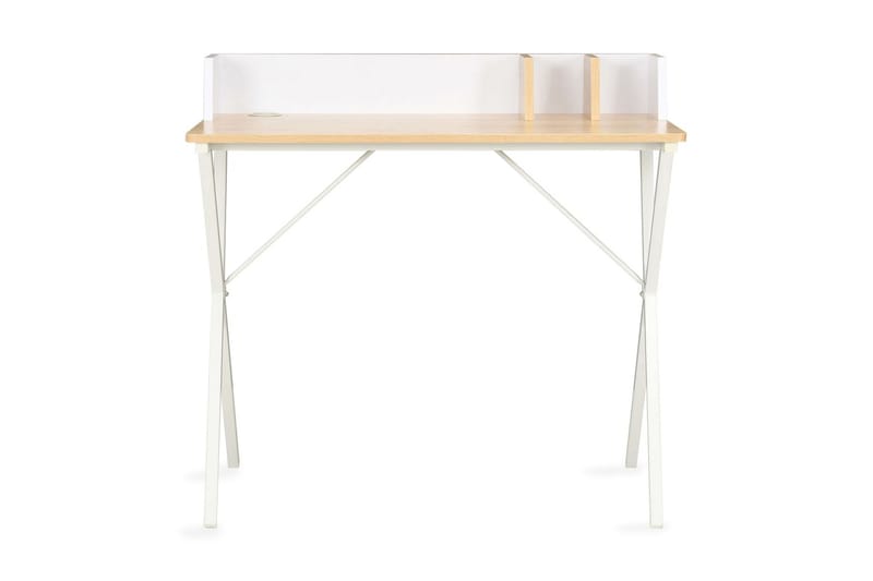 Skrivebord hvit og naturell 80x50x84 cm - Hvit - Møbler - Bord - Kontorbord - Skrivebord