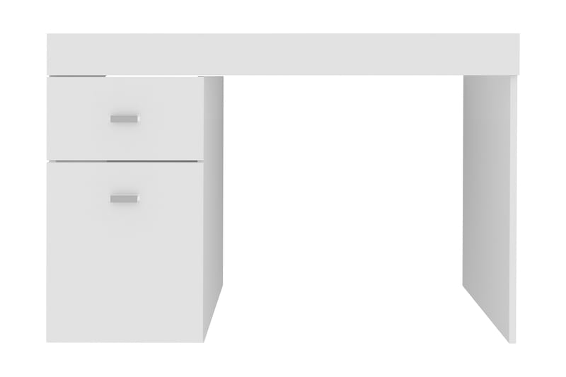 Slinger Skrivebord 110 cm med Oppbevaring Skuff + Dør - Hvit/Natur - Møbler - Bord - Kontorbord - Skrivebord