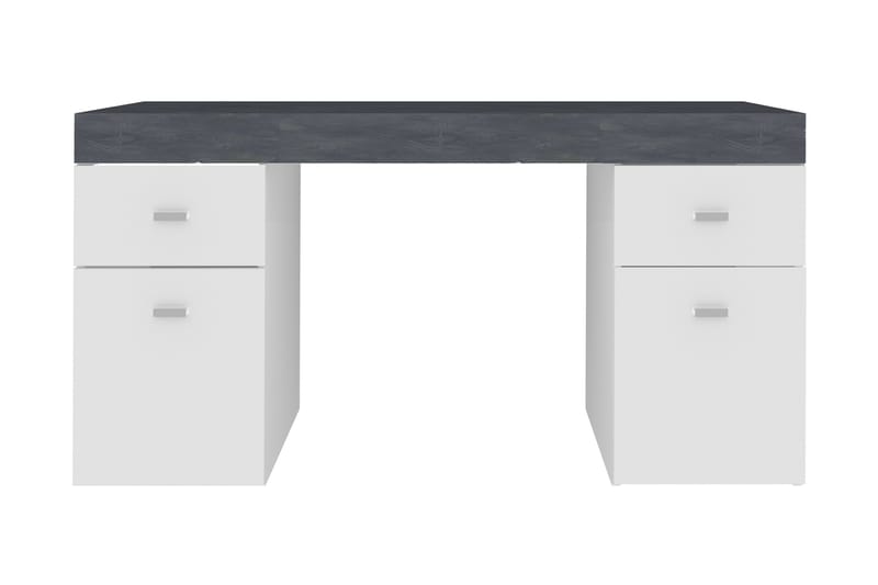 Slinger Skrivebord 130 cm med Oppbevaring 2 Skuffer + 2 Døre - Svart/Hvit Høyglans - Møbler - Bord - Kontorbord - Skrivebord