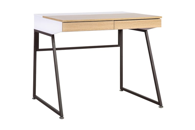 Studious Skrivebord 90 cm med Oppbevaring 2 Skuffer - Grå/Tre/Natur/Hvit - Møbler - Bord - Kontorbord - Skrivebord