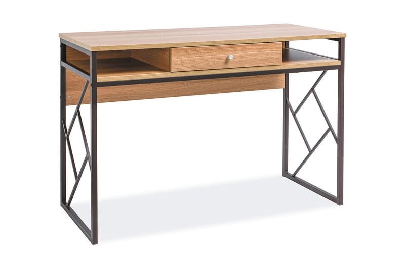 Tablonal Skrivebord 110 cm med Oppbevaring Skuff + Hyller - Natur/Svart - Møbler - Bord - Kontorbord - Skrivebord