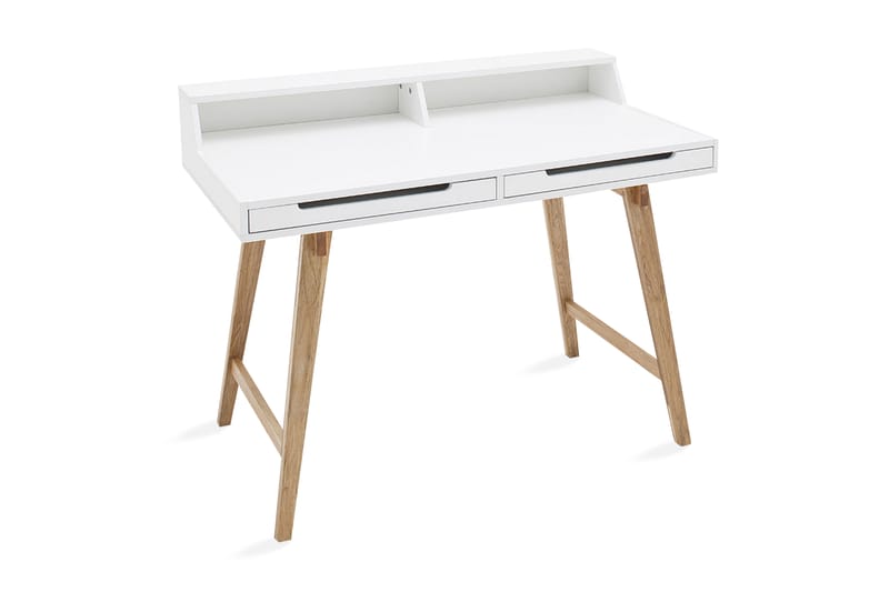 Tiffy Skrivebord 110 cm med Oppbevaring 2 Skuffer + Hylle - Hvit/Eikfarge - Møbler - Bord - Kontorbord - Skrivebord