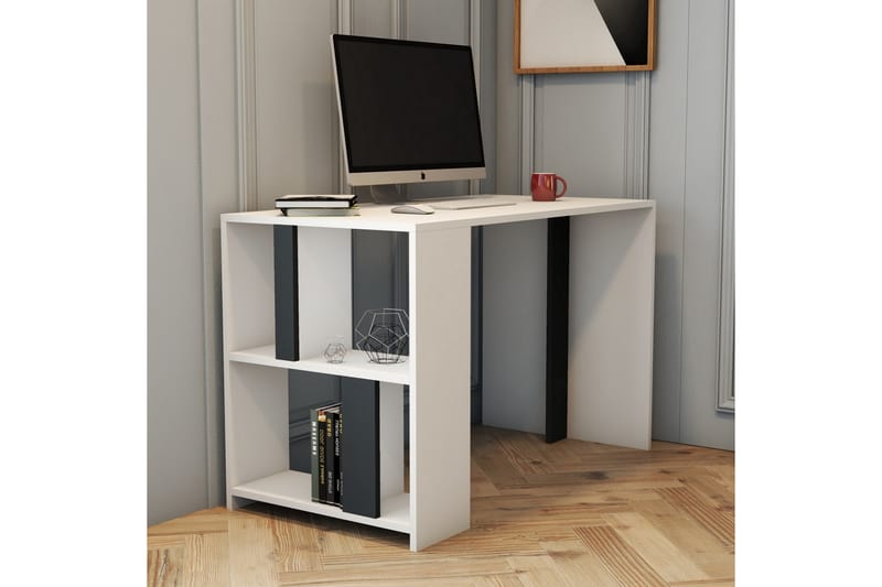 Timiza Skrivebord 120 cm med Oppbevaringshylle - Hvit/Antrasitt - Møbler - Stoler & lenestoler - Spisestuestoler & kjøkkenstoler