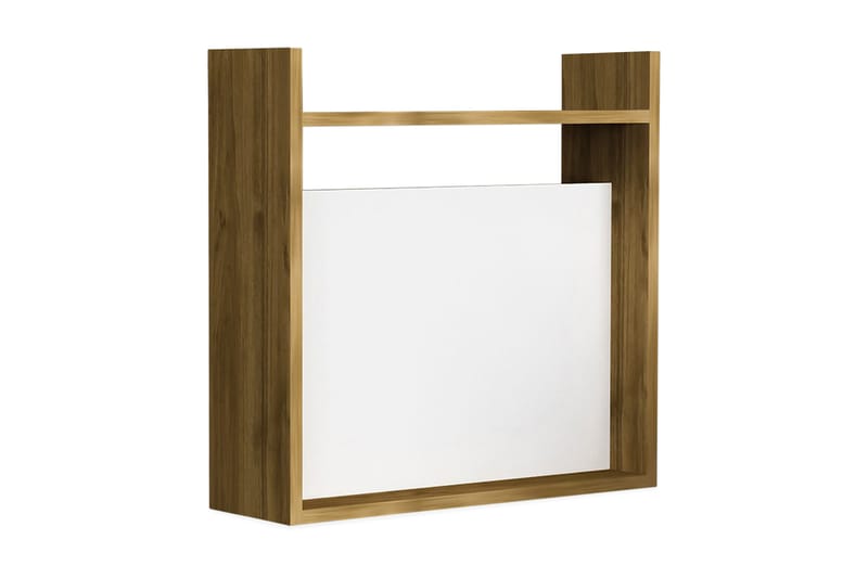 Toppley Veggskrivebord 60 cm med Oppbevaringshyller - Hvit/Valnøttsbrun - Møbler - Bord - Kontorbord - Skrivebord