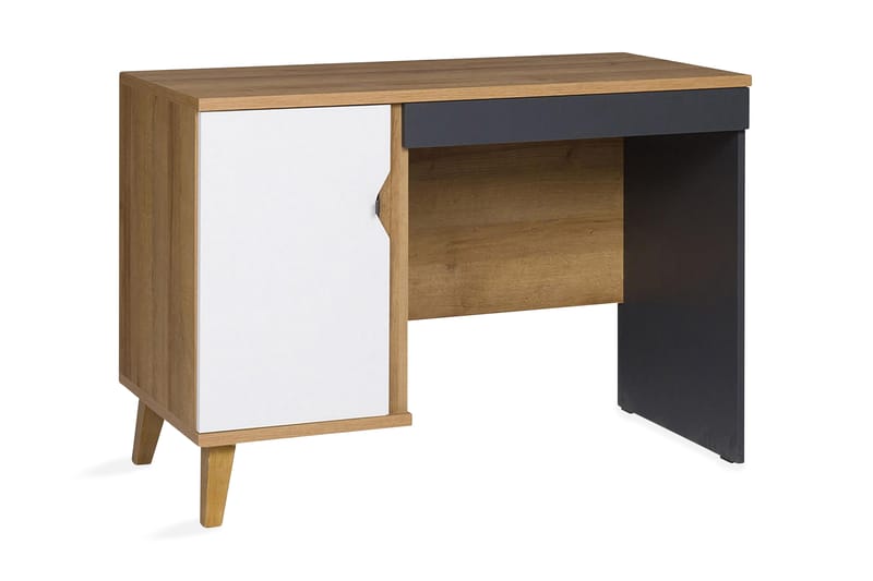 Vintra Skrivebord 110 cm med Oppbevaring Skap - Brun/Hvit/Svart - Møbler - Bord - Kontorbord - Skrivebord