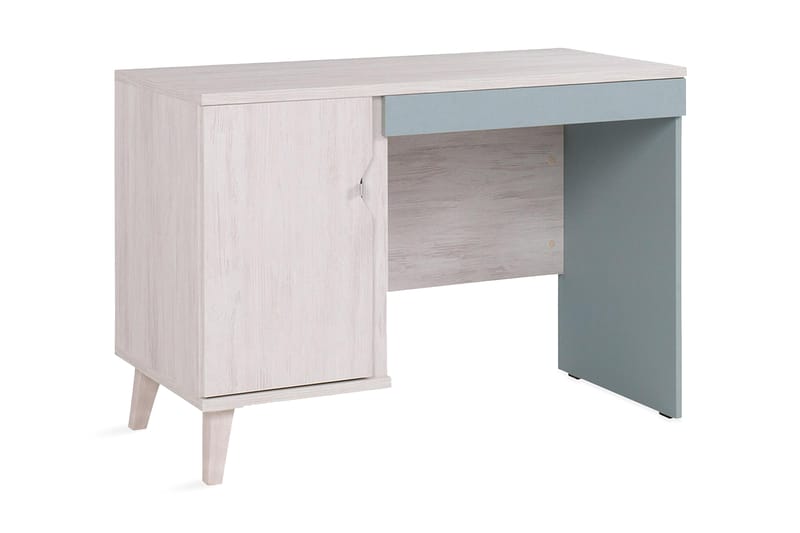 Vintra Skrivebord 110 cm med Oppbevaring Skap - Hvit/Blå - Møbler - Bord - Kontorbord - Skrivebord