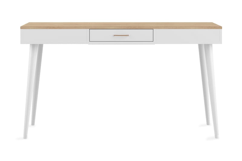 Vismarly Skrivebord 134 cm med Oppbevaringsskuff - Hvit/Brun - Møbler - Bord - Kontorbord - Skrivebord