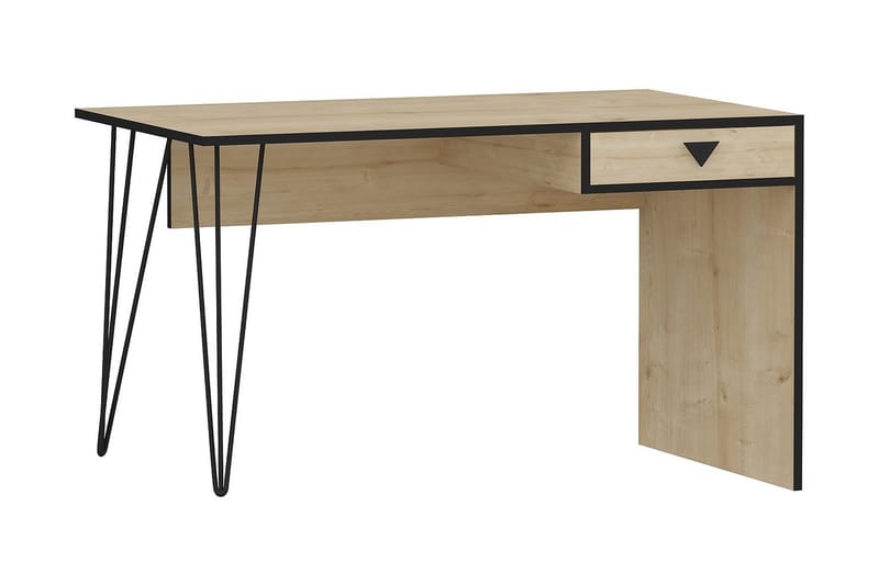 Yacker Skrivebord 120 cm med Oppbevaringsskuff - Eikfarge/Svart - Møbler - Bord - Kontorbord - Skrivebord