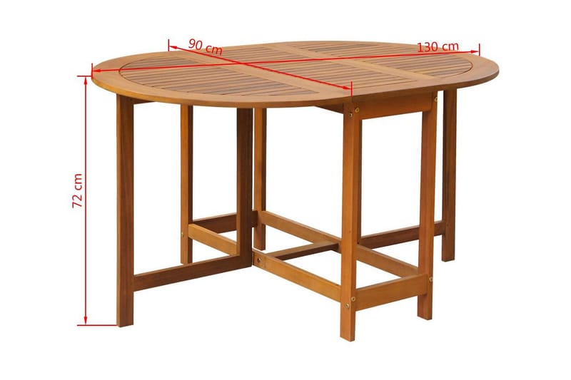 Hagebord 130x90x72 cm heltre akasie - Akasie - Møbler - Bord - Sammenleggbart bord