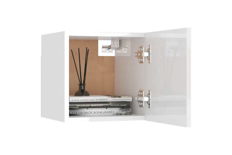 Nattbord höyglans hvit 30,5x30x30 cm sponplate - Hvit - Møbler - Bord - Sengebord & nattbord