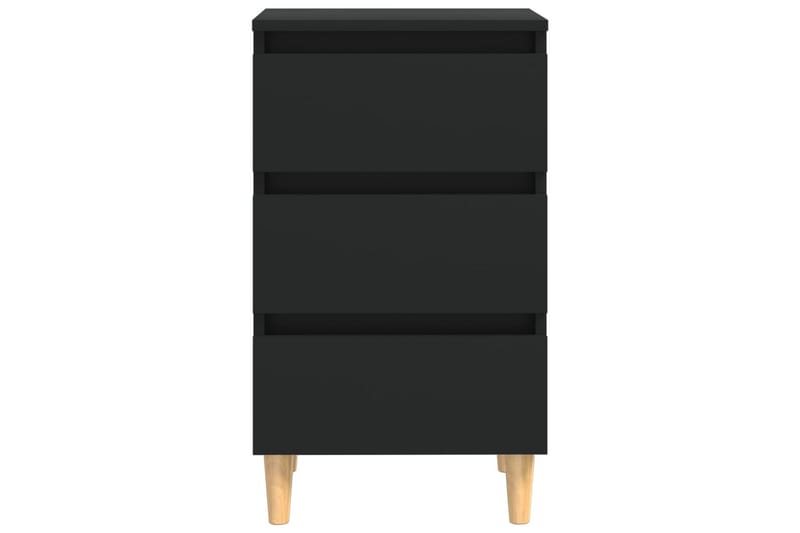 Nattbord med ben i heltre svart 40x35x69 cm - Svart - Møbler - Bord - Sengebord & nattbord