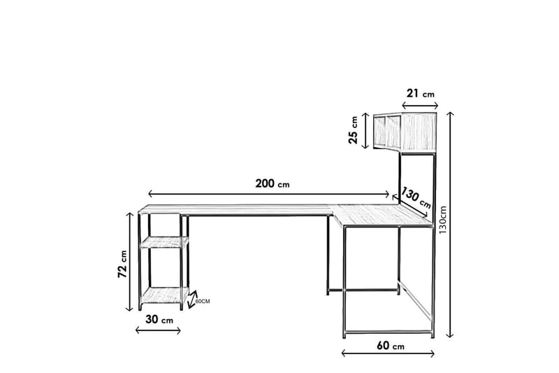 Kanuni Skrivebord 200 cm - Mørkebrun/Svart - Møbler - Bord - Skrivebord