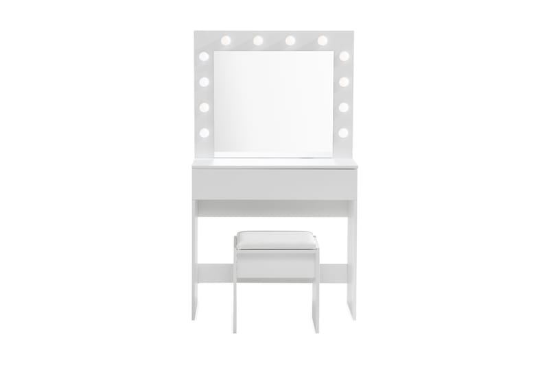Angarn Sminkebord 80 cm med LED-Belysning - Hvit - Møbler - Bord - Avlastningsbord - Brettbord og småbord