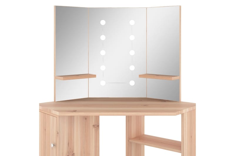 Hjørnemontert sminkebord med LED eik 111x54x141,5 cm - Møbler - Bord - Sminkebord & toalettbord