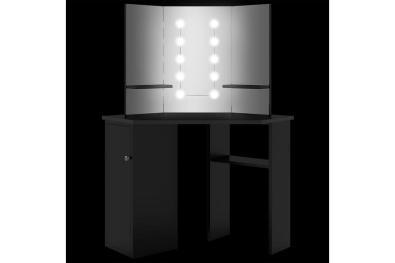 Hjørnemontert sminkebord med LED svart 111x54x141,5 cm - Svart - Møbler - Bord - Sminkebord & toalettbord