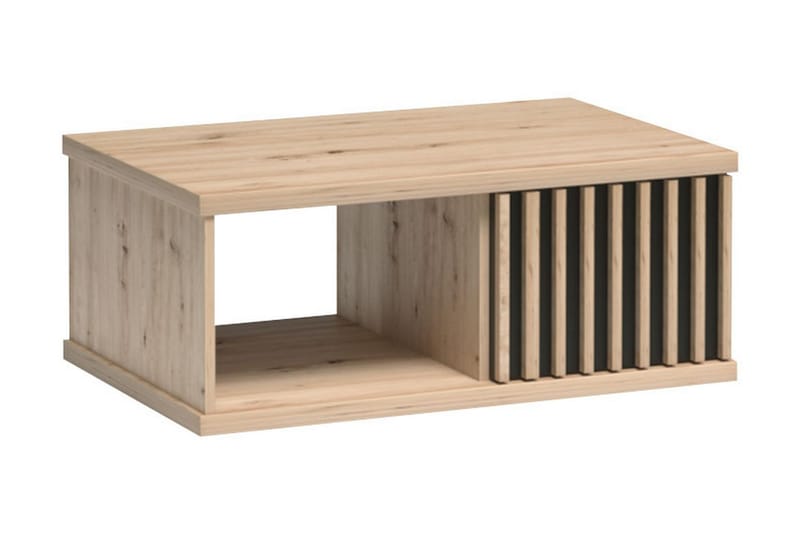 Aldbrough Sofabord 90 cm med Oppbevaring Hylle + Skuff - Tre/Svart - Møbler - Bord - Sofabord