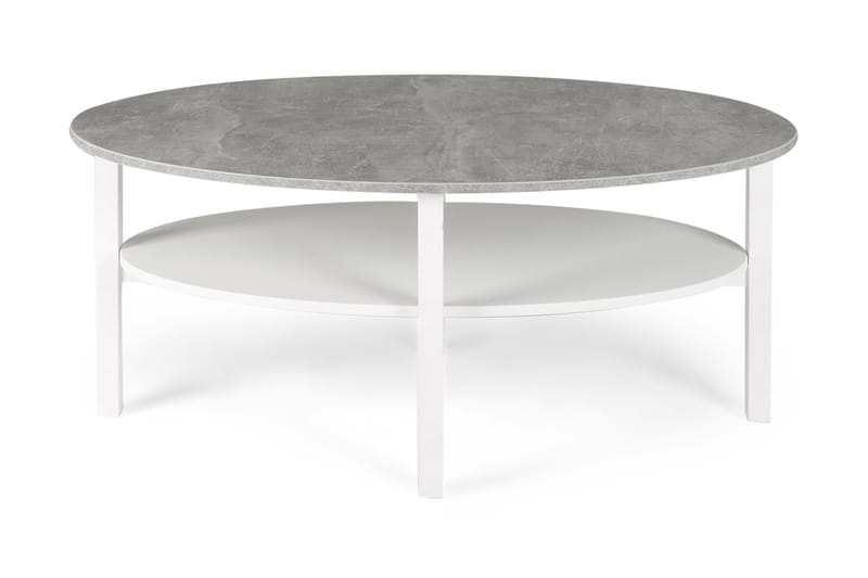 Ameli Sofabord 120 cm Ovalt med Oppbevaringshylle - Betonggrå/Hvit - Møbler - Bord - Sofabord