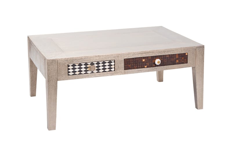 Azalea Sofabord 110 cm med Oppbevaringsskuffer - MangoTre/Lysegrå - Møbler - Bord - Sofabord - Sofabord med oppbevaring