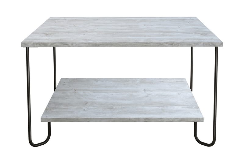 Bakviken Sofabord 80 cm med Oppbevaringshylle - Hvit/Svart - Møbler - Bord - Sofabord