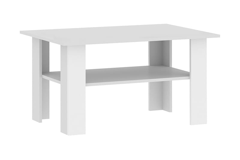 Basici Sofabord 90 cm med Oppbevaring Hylle - Hvit - Møbler - Bord - Avlastningsbord - Sengebord & nattbord
