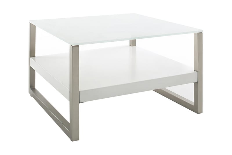 Baveno Sofabord 65 cm med Oppbevairngshylle - Glass/Hvit/Krom - Møbler - Bord - Sofabord