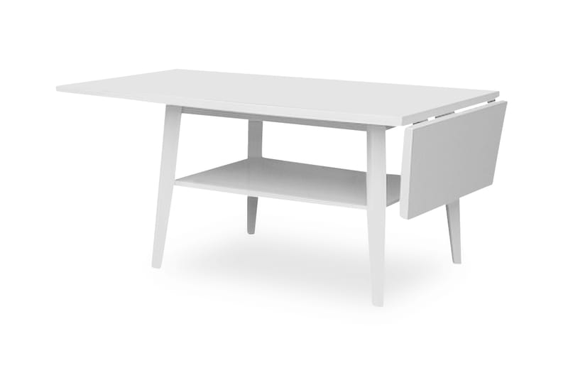 Beteby Forlengningsbart Sofabord 90 cm med Oppbevaringshylle - Hvit - Møbler - Bord - Sofabord