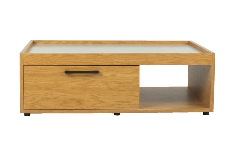 Blockley Sofabord 98 cm med Oppbevaring Skuffer + Hyller - Eikefarge/Grå - Møbler - Bord - Sofabord