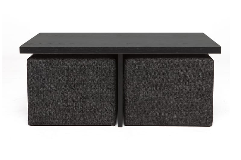 Boxy Sofabord 100 cm med 2 Puffer - Svart/Svart - Innredning - Tepper & Matter - Store tepper