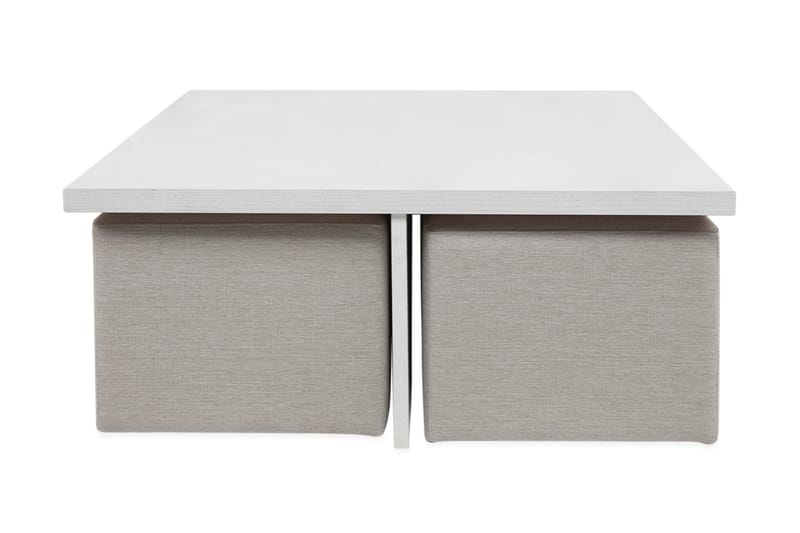 Boxy Sofabord 100 cm med 4 Puffer - Hvit/Beige - Møbler - Senger - Senger med oppbevaring
