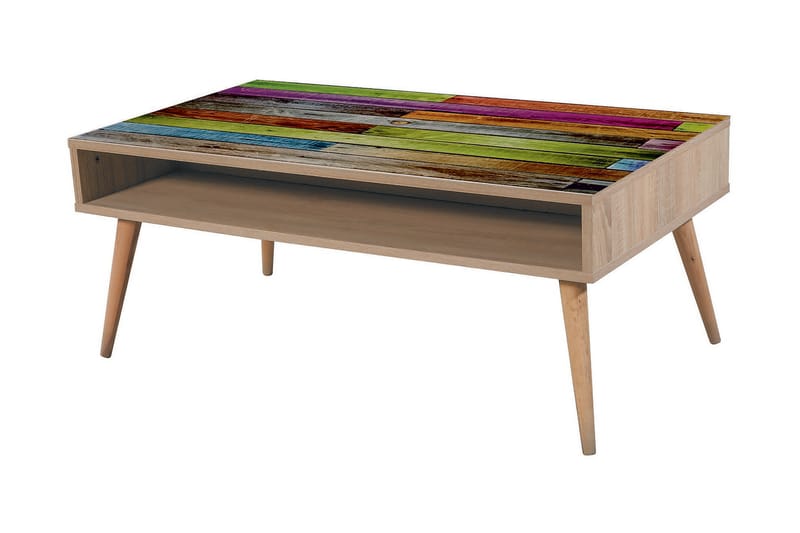 Brokind Sofabord 110 cm med Oppbevairngshylle - Natur/Flerfarget - Møbler - Bord - Sofabord