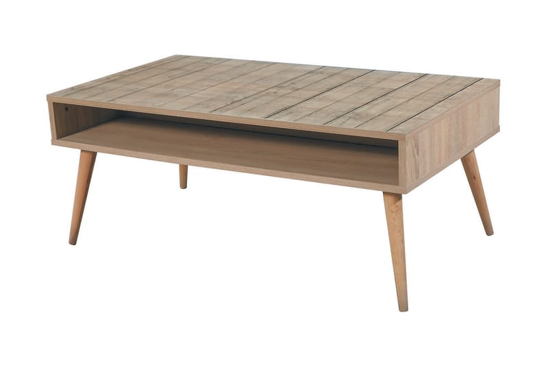 Brokind Sofabord 110 cm med Oppbevairngshylle Plankemønster - Natur - Møbler - Bord - Sofabord