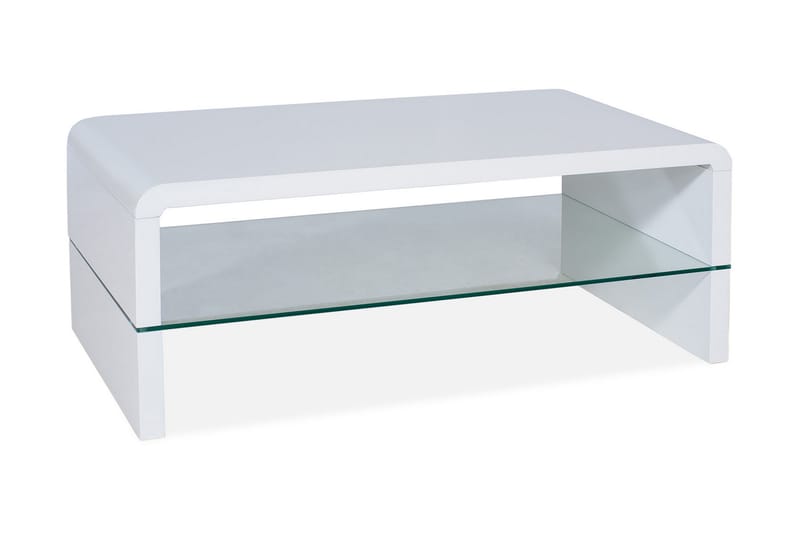 Brovinia Sofabord 110 cm med Oppbevairngshylle - Glass/Hvit - Møbler - Bord - Sofabord