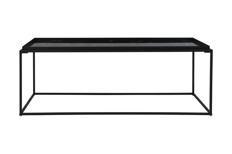Burwick Sofabord 122 cm Marmormønster - Glass/Svart - Møbler - Bord - Sofabord