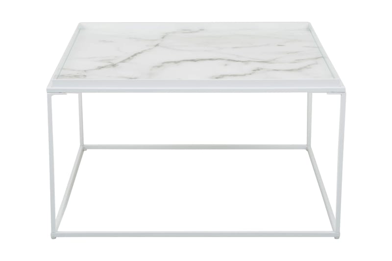 Burwick Sofabord 80 cm Marmormønster Kvadratisk - Glass/Hvit - Møbler - Bord - Sofabord