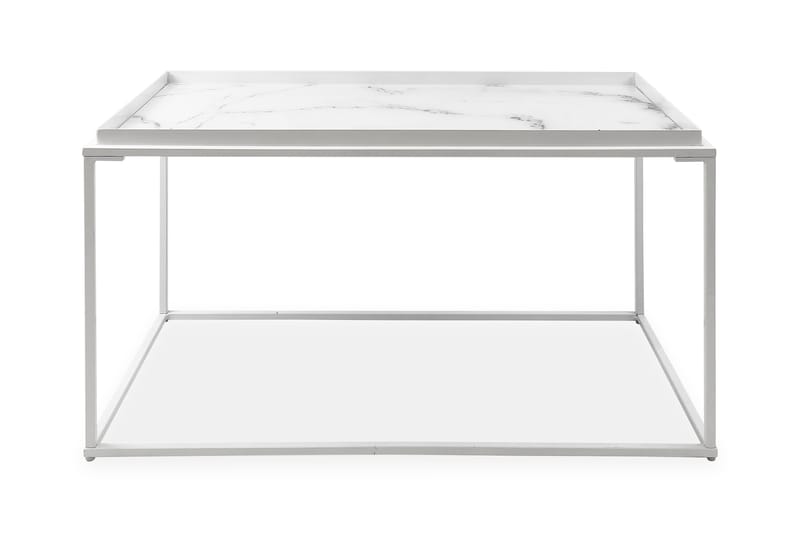 Burwick Sofabord 80 cm Marmormønster Rektangulær - Glass/Hvit - Møbler - Bord - Sofabord