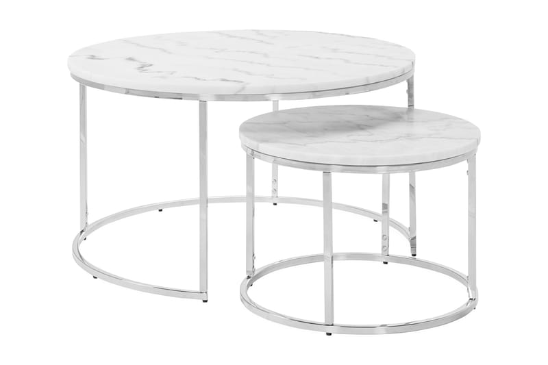 Carrie Settbord Rundt Marmor - Hvit/Krom - Hagemøbler - Hagebord - Spisebord