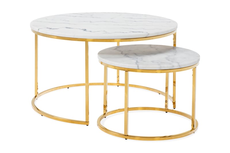 Carrie Settbord Rundt Marmor - Hvit/Messing - Hagemøbler - Stoler & Lenestoler - Spisestoler & hagestoler utendørs