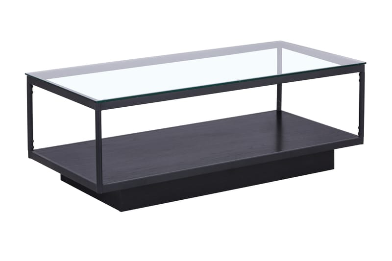 Choire Sofabord 125 cm med Oppbevairngshylle - Glass/Brun/Svart - Møbler - Bord - Sofabord