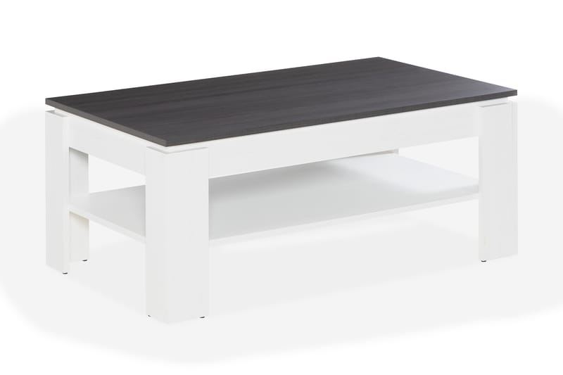 Conor Sofabord 110 cm med Oppbevaringshylle - Hvit/Mørkegrå - Møbler - Bord - Sofabord